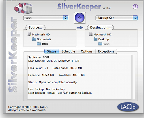 SilverKeeper 設定完了画面